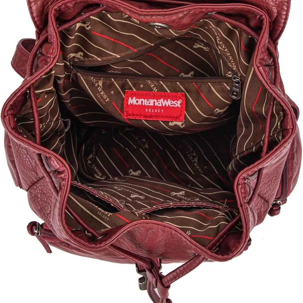 Montana West Red Backpack with Studded Details - Picture 6 of 7